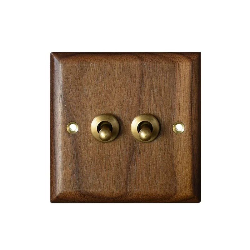Wooden Toggle Light Switch with Antique Brass Knob - Image 9