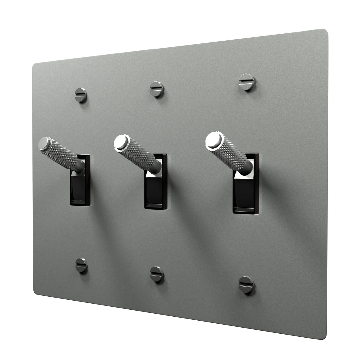 3 gang stainless steel knurled toggle light switch with modern minimalist design