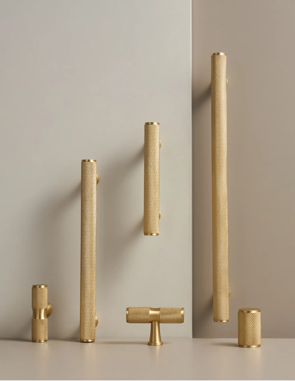 Knurled Solid Brass Cabinet Knobs and Door Pulls | Furniture Drawer Handles and T-Bars