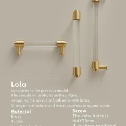 Alternative view of Transparent Acrylic Cabinet Pull with Gold Accents