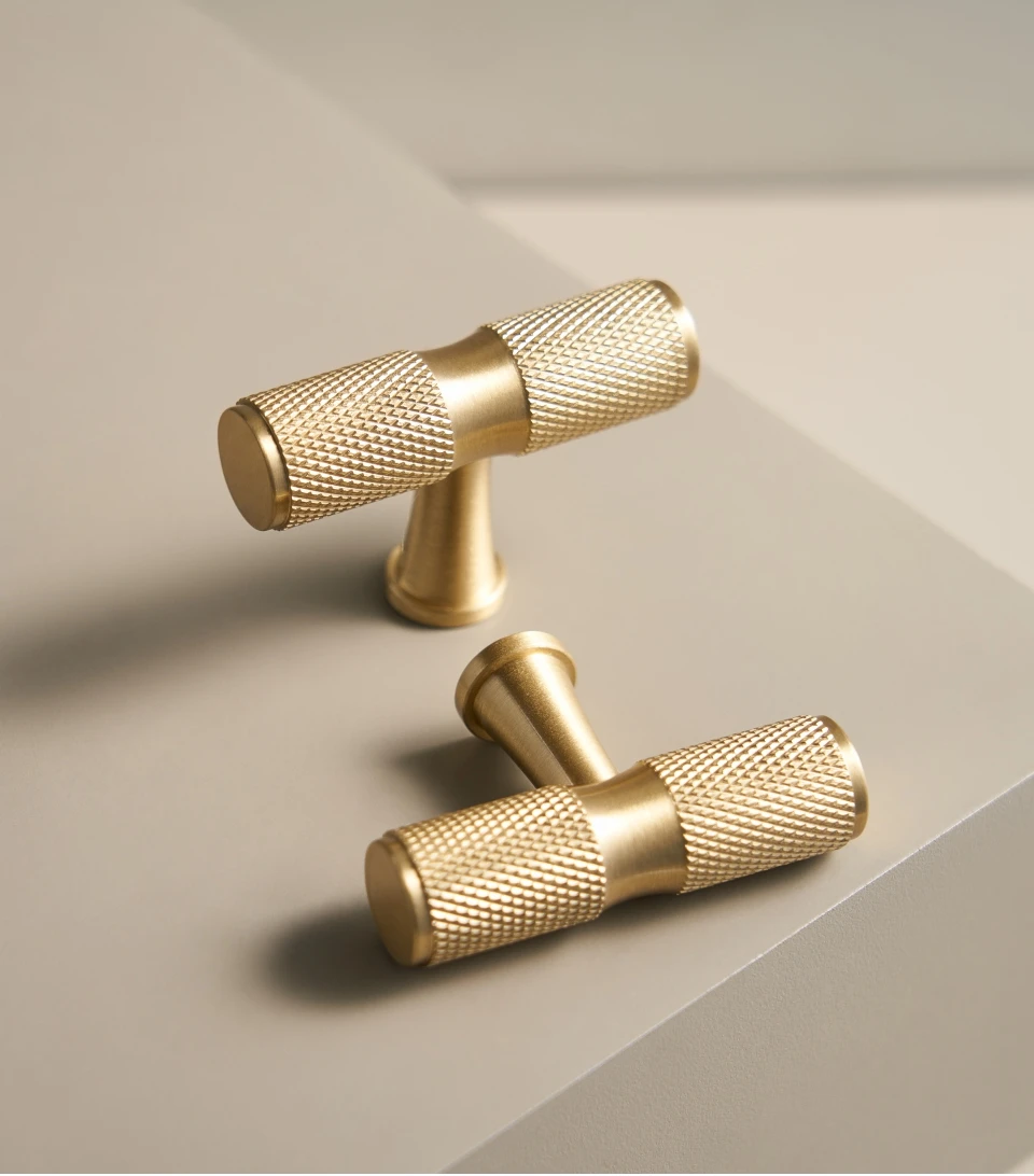 Knurled Solid Brass Cabinet Knobs and Door Pulls | Furniture Drawer Handles and T-Bars - Image 3