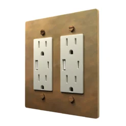 Aged brass outlet