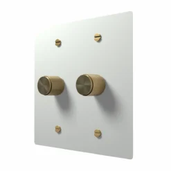 Alternative view of White Brass Rotary Dimmer Switch with Brass Knob