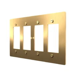 Brass 4 Gang Outlet / Rocker Switch Cover Plate