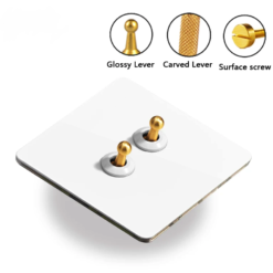 Alternative view of White Panel Retro Brass Toggle Light Switch