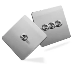 Alternative view of Grey Nickel Aluminium Brushed Panel Retro Toggle Switch