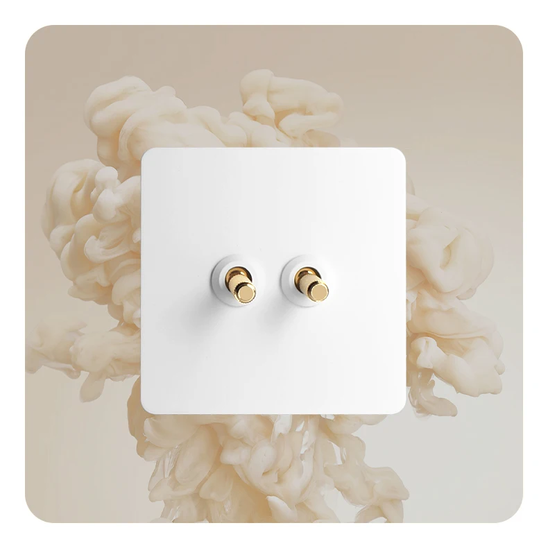 White Panel Brass Knurled Gold Lever Toggle Switch