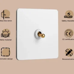 Alternative view of Vintage Relief White Matte Panel Toggle Switch