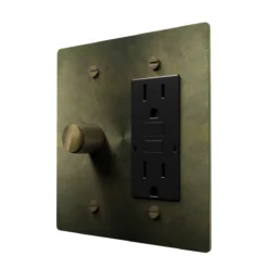 Antique brass dimmer and outlet combo